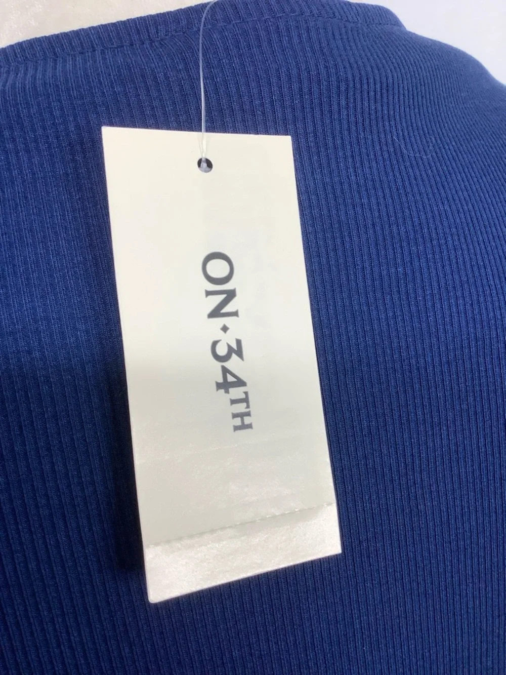 Blue Micro Ribbed Scoop Neck Top - Small - Picture 7 of 13